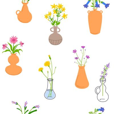 Flower Vases Seamless Pattern