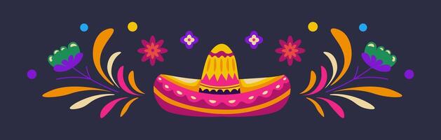 Sombrero with Floral Elements vecor vector