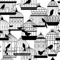 Birdcages Silhouettes Seamless Pattern vector