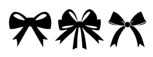 Decorative Bow Silhouette Set vector