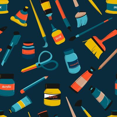 Seamless Art Equipment Pattern Illustration