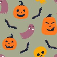 Halloween Characters Seamless Pattern vector