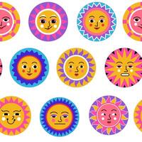 Sun Faces Pattern on White vector