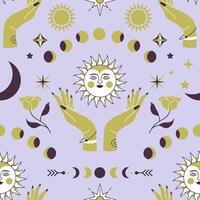 Celestial Moon Phases Seamless Pattern vector