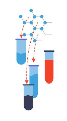 Science test tubes and molecules