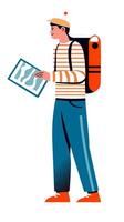 Cartoon Traveler with Map vector