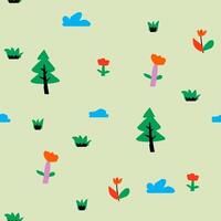 Minimal Trees and Flowers Pattern vector