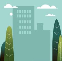 Building Surrounded By Trees vector
