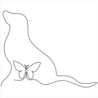Single line art drawing of dog continuous line drawn style illustration vector