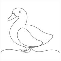 Continuous single line art drawing of pet animal duck concept vector