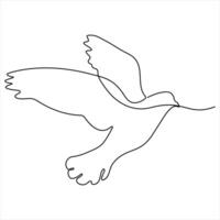 Single line continuous line art drawing of bird minimalist bird pigeon outline design vector