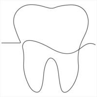 Single line continuous drawing of tooth simple dental tooth vector