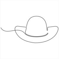 Continuous single line drawing of cowboy hat simple cowboy hat vector