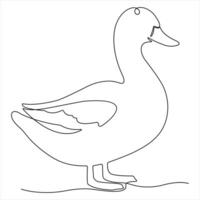 Continuous single line drawing of pet animal duck concept single line draw style design vector