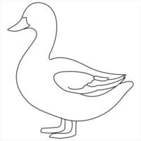 Continuous single line art drawing of pet animal duck concept design outline vector