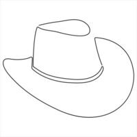 Single line continuous drawing of cowboy hat simple cowboy hat line drawn outline vector
