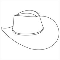 Continuous single line drawing of cowboy hat simple cowboy hat style illustration vector