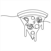 Continuous single line art drawing of slice of hot pizza concept world food day line drawn outline illustration vector