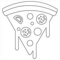 Continuous single line art drawing of slice of hot pizza concept world food day line drawn outline design vector