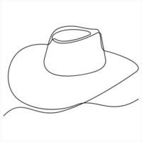 Single line continuous drawing of cowboy hat simple cowboy hat line art vector
