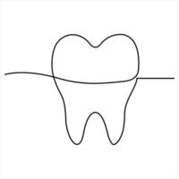single line continuous drawing of tooth simple dental tooth line art illustration dentist stomatology medical concept vector