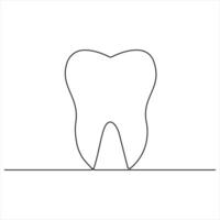 Single line continuous drawing of tooth simple dental tooth line art illustration vector
