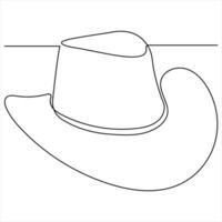 Single line continuous drawing of cowboy hat simple cowboy hat line drawn vector