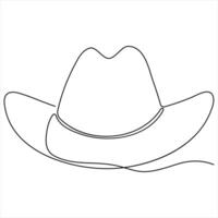 Single line continuous drawing of cowboy hat simple cowboy hat outline design vector