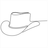 Single line continuous drawing of cowboy hat simple cowboy hat line art vector