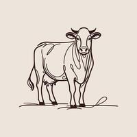 Simple Cow Line Art Design vector