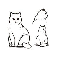 Minimalist Cat Line Art Collection - Various Poses and Expressions vector