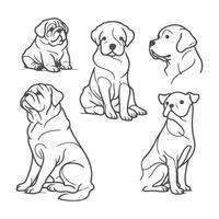 Playful Dog Line Art Collection - Minimalist Poses and Expressions vector