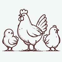 Charming Chickens- A Minimalist Exploration of Poses vector
