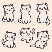 Sweet and Simple Cat Line Art vector