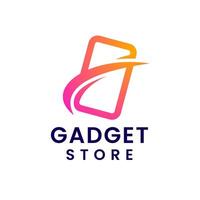 Bold and sleek logo design for a gadget store with a gradient color scheme, blending pink and orange hues. Perfect for technology or electronics businesses looking for a dynamic, modern identity. vector