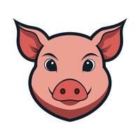 A pig head with a big nose and big eyes vector