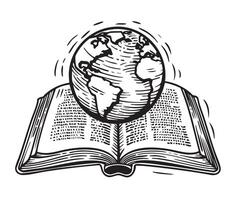 Planet Earth over an open book .Knowledge Day. Earth day vector