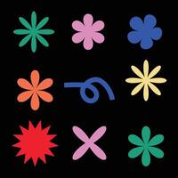 Halftone waving flower geometric colorful shapes line shapes vector