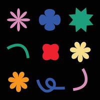 Line shape flower geometric halftone colorful line shapes vector