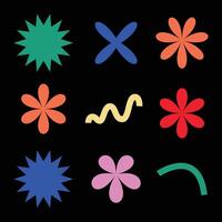Star flora geometric halftone colorful shapes line shapes vector