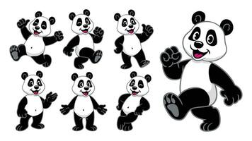 Cartoon Character Set of Happy Panda vector