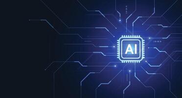 Artificial intelligence chipset on circuit board in futuristic concept technology artwork for web, banner, card, cover vector