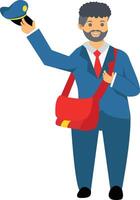 Postman Character Illustration in Flat Design vector