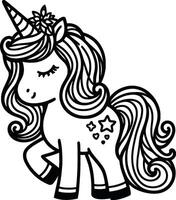A unicorn coloring page with a star on its head vector