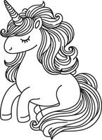 A unicorn coloring page with a long mane vector