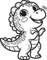 Cute dinosaur coloring pages vector