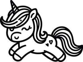 A unicorn is running in a line coloring page vector