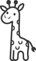 A giraffe is shown in a simple line drawing vector