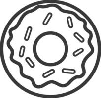 A donut is shown in a line drawing vector