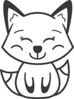 A cartoon fox sitting on its back with its eyes closed vector